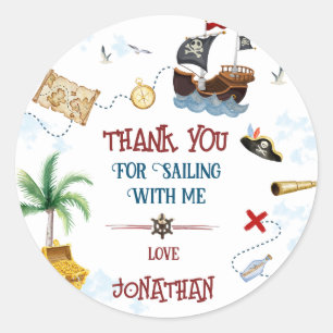 Thank you Kids pirate party Baby boy birthday Classic Round Sticker