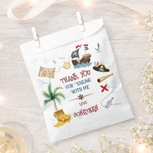 Thank you Kids pirate party Baby boy birthday Favour Bags (Clipped)
