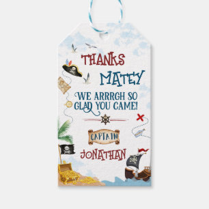Thank you Kids pirate party Baby boy birthday Gift Tags