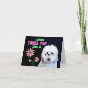 THANK YOU KINDLY NOTE CARD - HUMOR-DOG-FLOWER