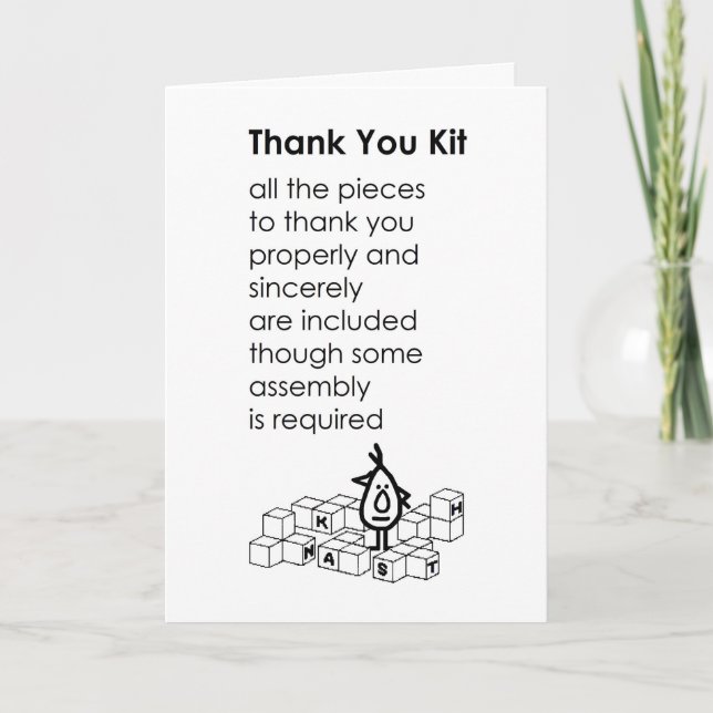 Thank You Kit - a funny thank you poem (Front)