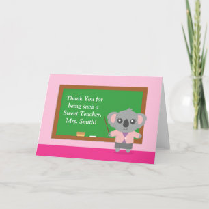Thank You, Koala Bear, Teacher Appreciation Thank You Card