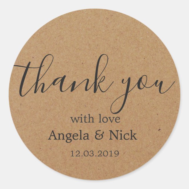 Thank you Kraft With Love Sticker (Front)