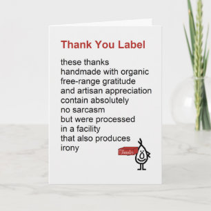 Thank You Label - a funny Thank You poem Card