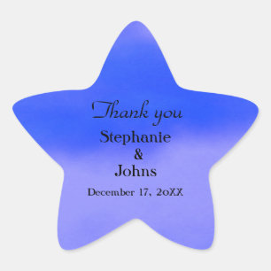 Thank You Label Deep Blue Cloud Abstract Wedding