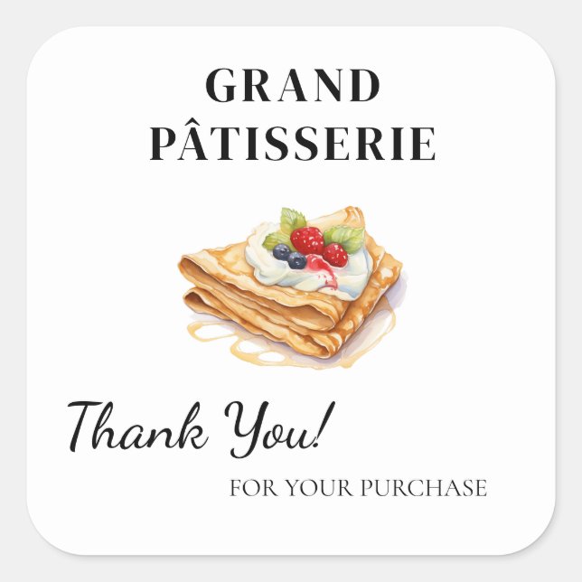 Thank You Label for Cafe & Bakery small business (Front)