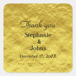 Thank You Label Gold Foil Shiny Wedding Favour