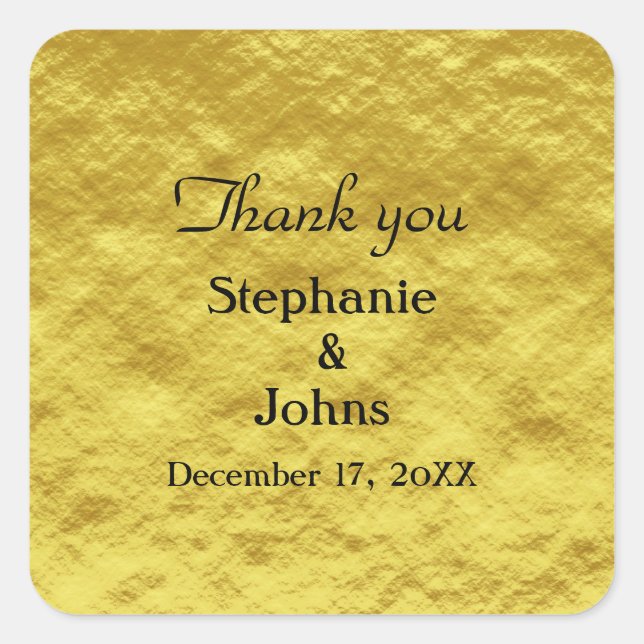 Thank You Label Gold Foil Shiny Wedding Favour (Front)