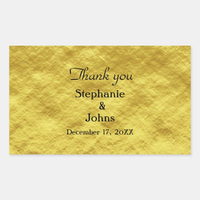 Thank You Label Gold Foil Shiny Wedding Favour (Front)