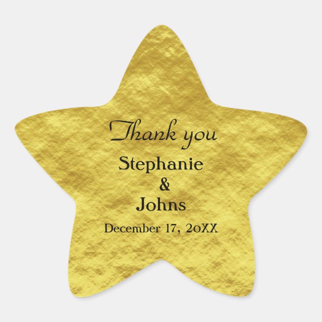 Thank You Label Gold Foil Shiny Wedding Favour (Front)