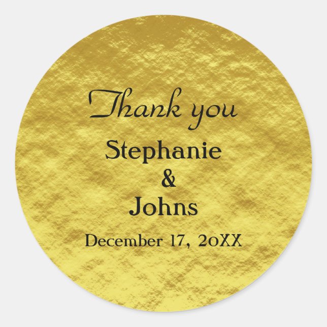 Thank You Label Gold Foil Shiny Wedding Favour (Front)