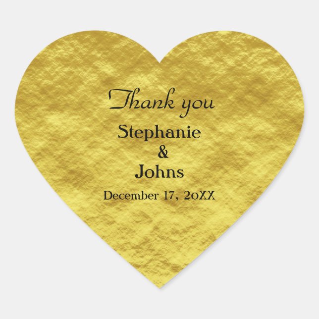 Thank You Label Gold Foil Shiny Wedding Favour (Front)
