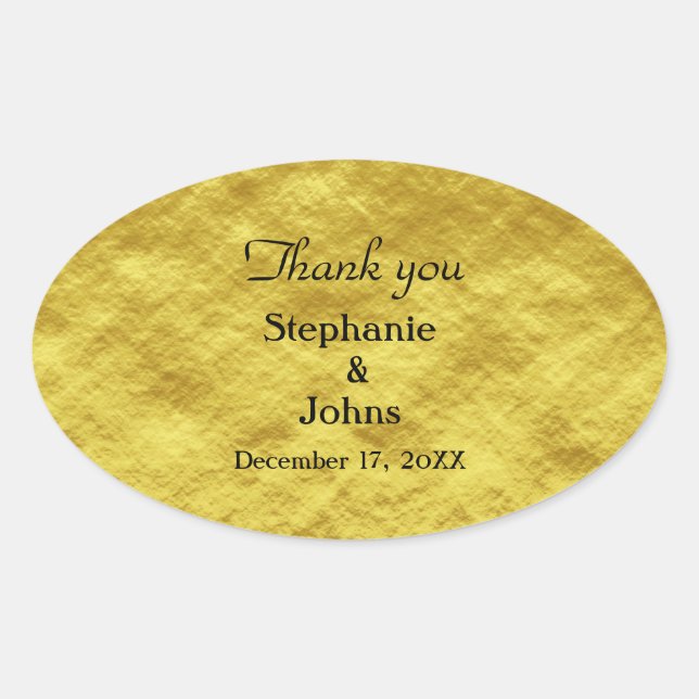 Thank You Label Gold Foil Shiny Wedding Favour (Front)