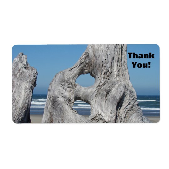 Thank You! label stickers Blue Waves Driftwood Shipping Label