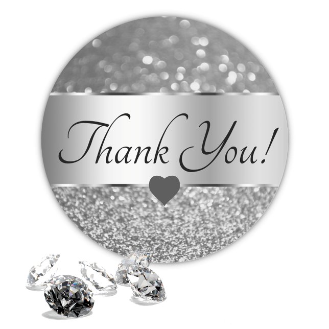 Thank You Labels Elegant Silver Grey Glitter Stars (Creator Uploaded)