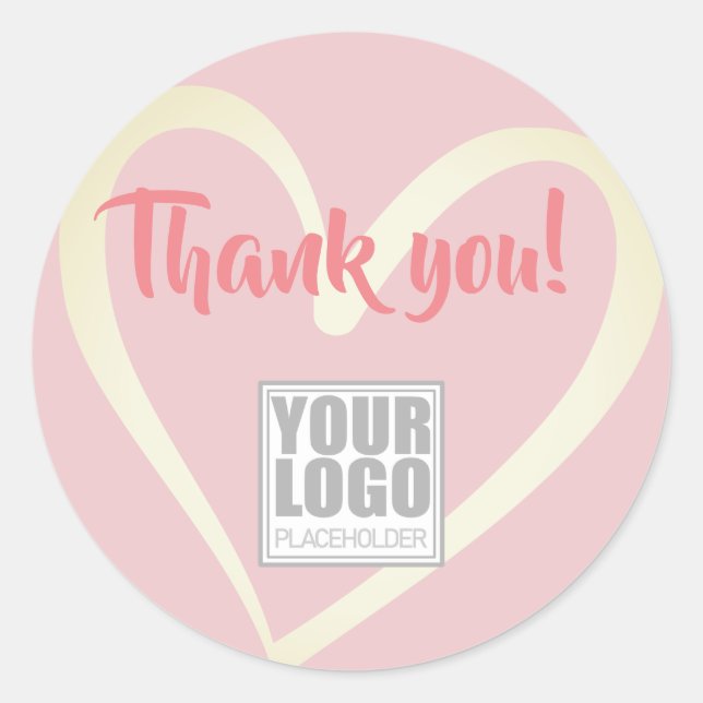 Thank You Labels Light Pink Rose Love Heart Logo (Front)