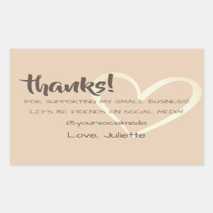 Thank You Labels Social Media Beige Cream Heart