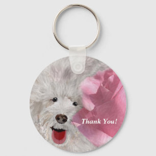 Thank You Labradoodle and Rose  Key Ring