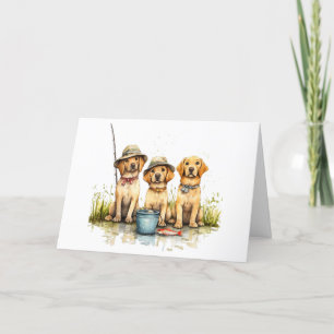 Thank You Labrador Retriever Dogs Fishing Card