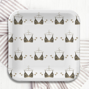 Thank You Lace Watercolor Lingerie Bridal Shower Paper Plate