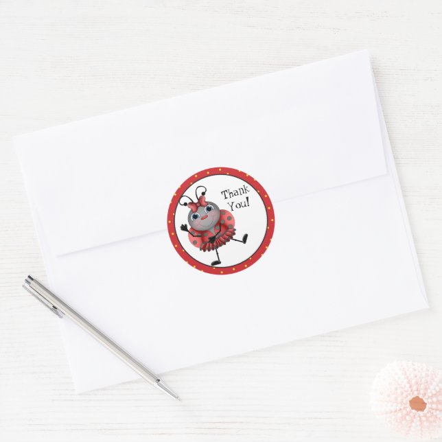 Thank You Ladybug cartoon fun sticker (Envelope)