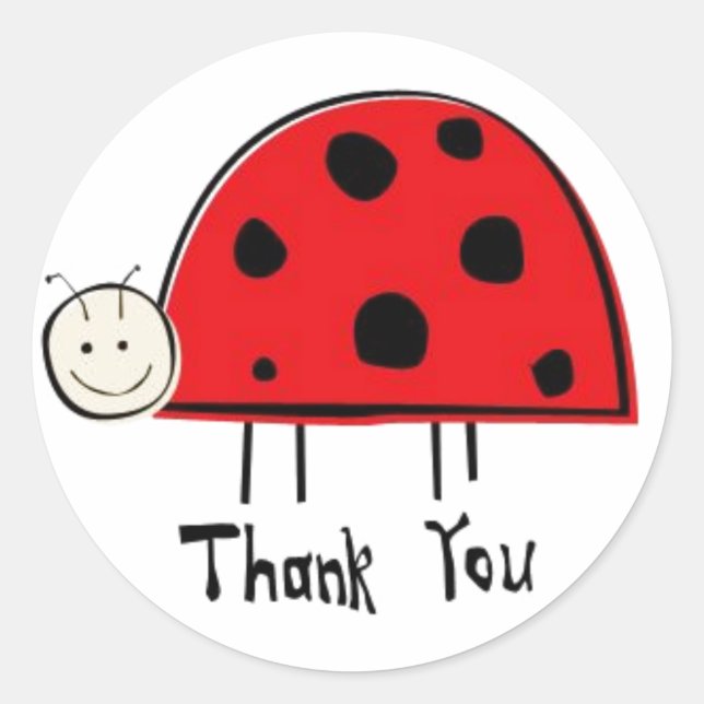 Thank You Ladybug Classic Round Sticker (Front)
