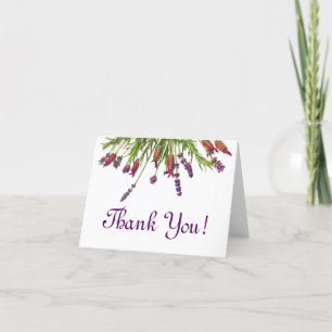Thank You! Lavender Floral Greenery Leaves Purple You Card