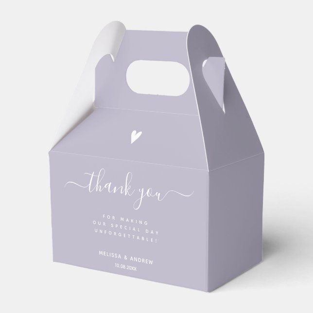 Thank You - Lavender Wedding Favour Box (Front Side)