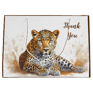 Thank You Leopard Animal Portrait Large Gift Bag