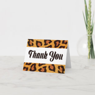 Thank You Leopard Skin Gold & Brown Wedding Party Card