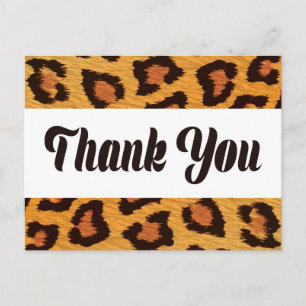 Thank You Leopard Skin Gold & Brown Wedding Party Postcard