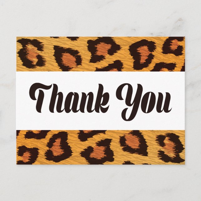 Thank You Leopard Skin Gold & Brown Wedding Party Postcard (Front)