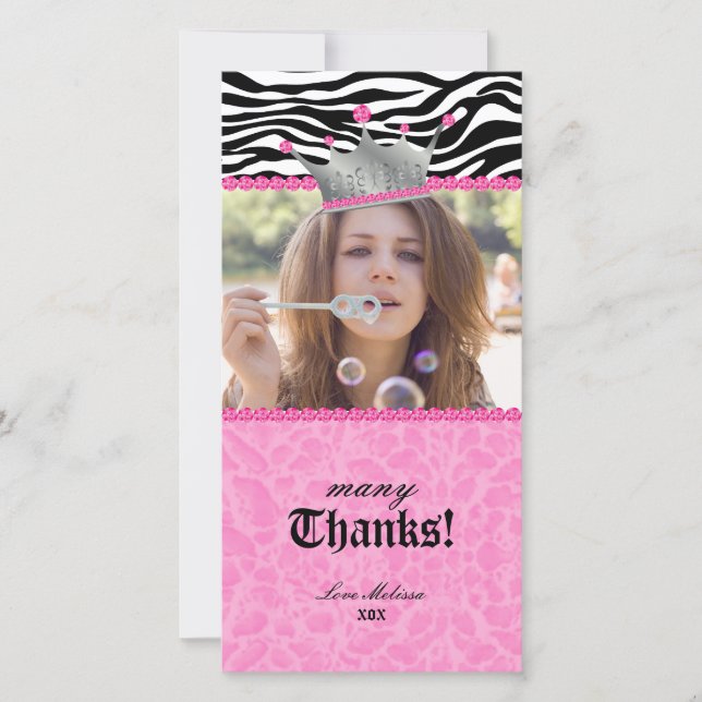 Thank You leopard zebra Lace Crown Jewel Sweet 16 (Front)