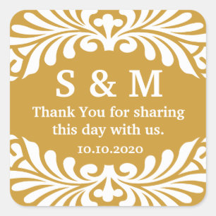 Thank You Letter Monogram Wedding Favour Labels