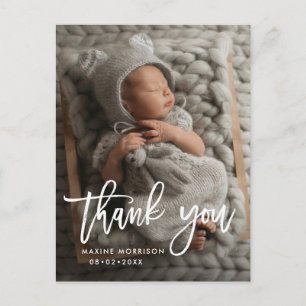 THANK YOU lettering birth announcement Postcard
