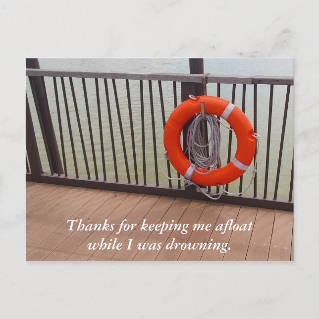 Thank You, Life Buoy, Gratitude Postcard (Front)