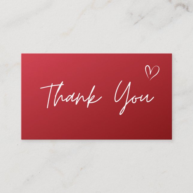Thank You Light Elegant Red Ombre Social Media   Business Card (Front)