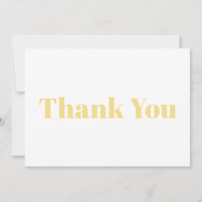 Thank You, light gold white modern note card (Front)
