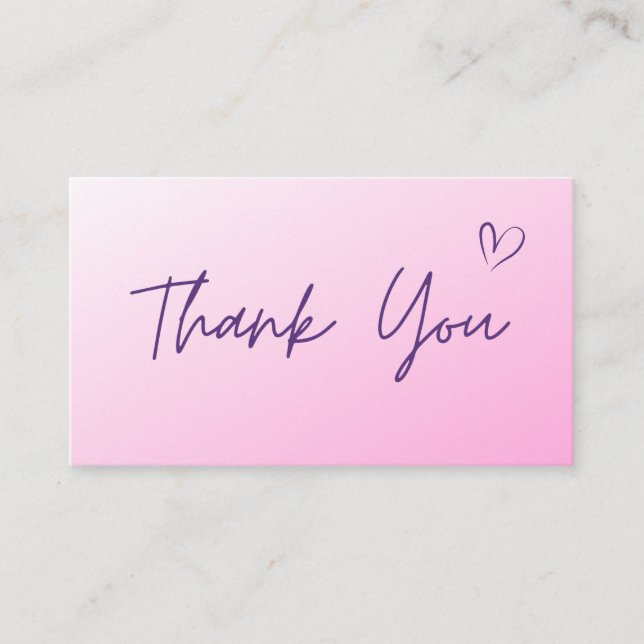 Thank You Light Pink Ombre Modern Social Media Business Card (Front)