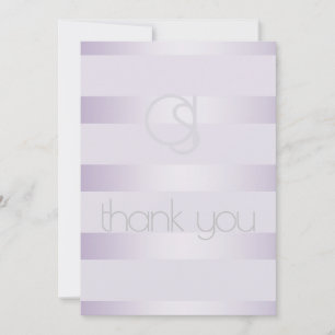 Thank you - Lilac Shimmer Stripes Monogram Card