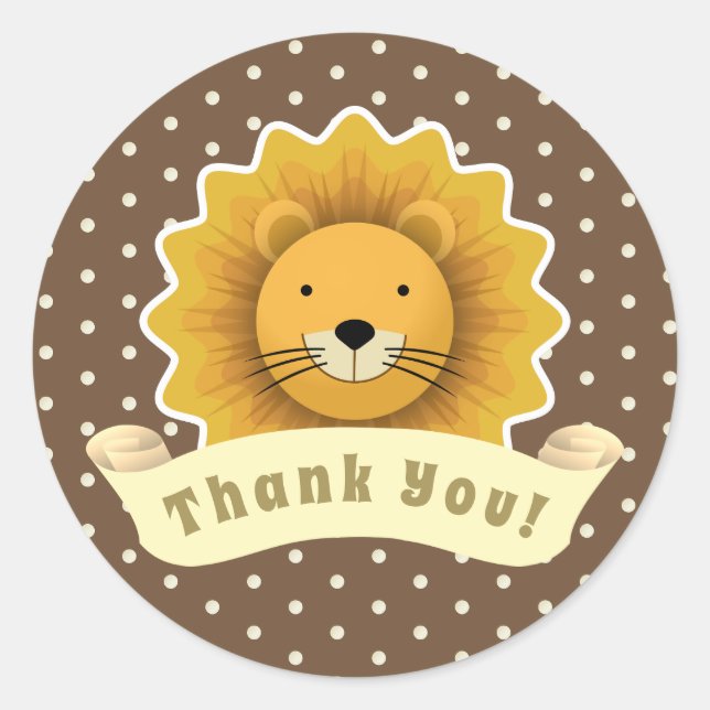 Thank you Lion Classic Round Sticker (Front)
