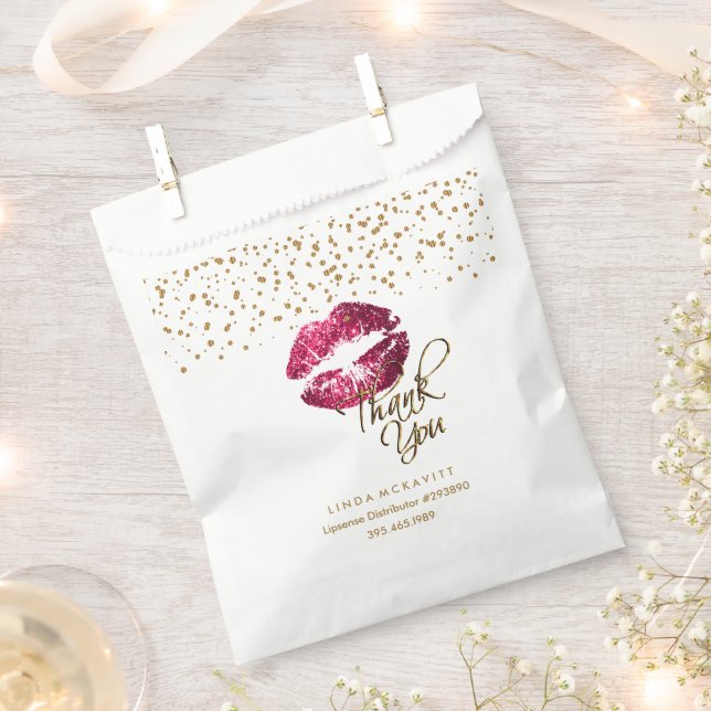 Thank you Lipsense Lips - Hot Pink Favour Bags (Clipped)