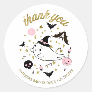 Thank You Little Boo Halloween Girl Baby Shower Classic Round Sticker