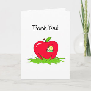 Thank You - Little Bug In Bright Red Apple House Card