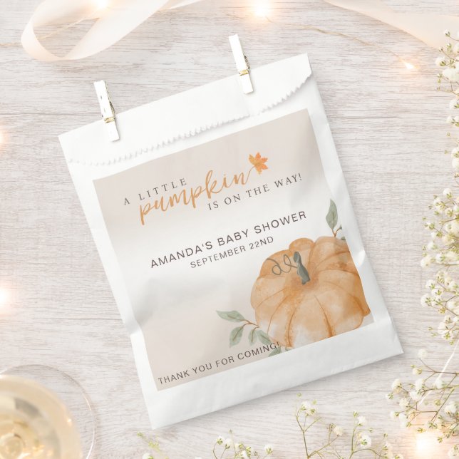 Thank You Little Pumpkin Fall Baby Shower  Favour Bags (Clipped)