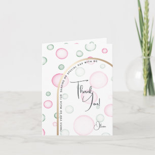 Thank You Lively Fun Pink and Green Bubbles Card
