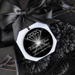 Thank You Logo Diamond Name Web Business Black Classic Round Sticker