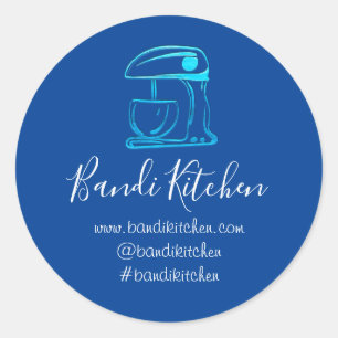 Thank You Logo Kitchen Cooking Bakery Blue Navy Classic Round Sticker