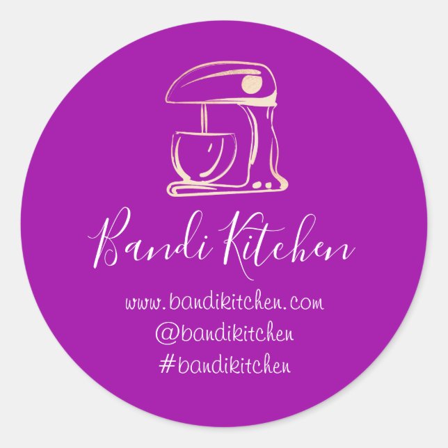 Thank You Logo Kitchen Cooking Bakery Gold Purple Classic Round Sticker (Front)
