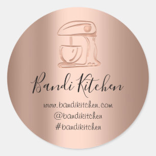 Thank You Logo Kitchen Cooking Bakery Gold Rose Classic Round Sticker